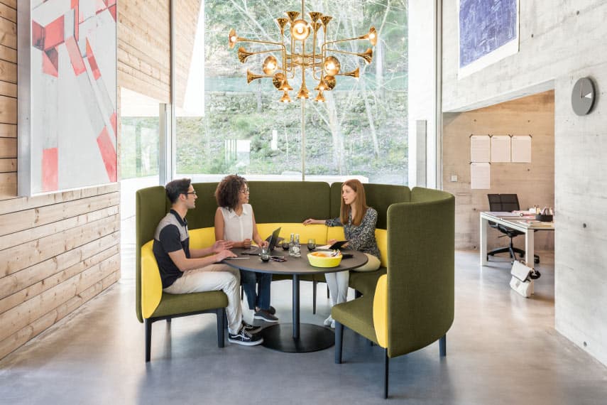 High backed sofa in horseshoe shape for meetings