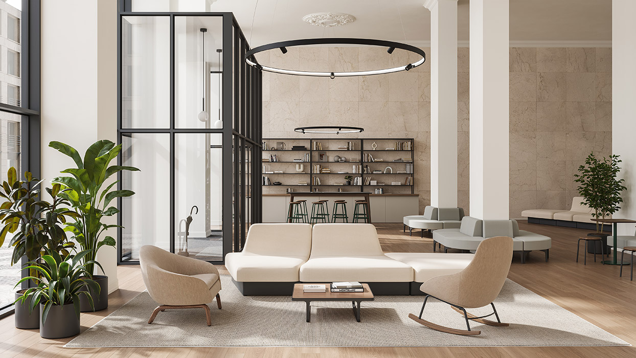 Always lounge chair with 4 wood legs