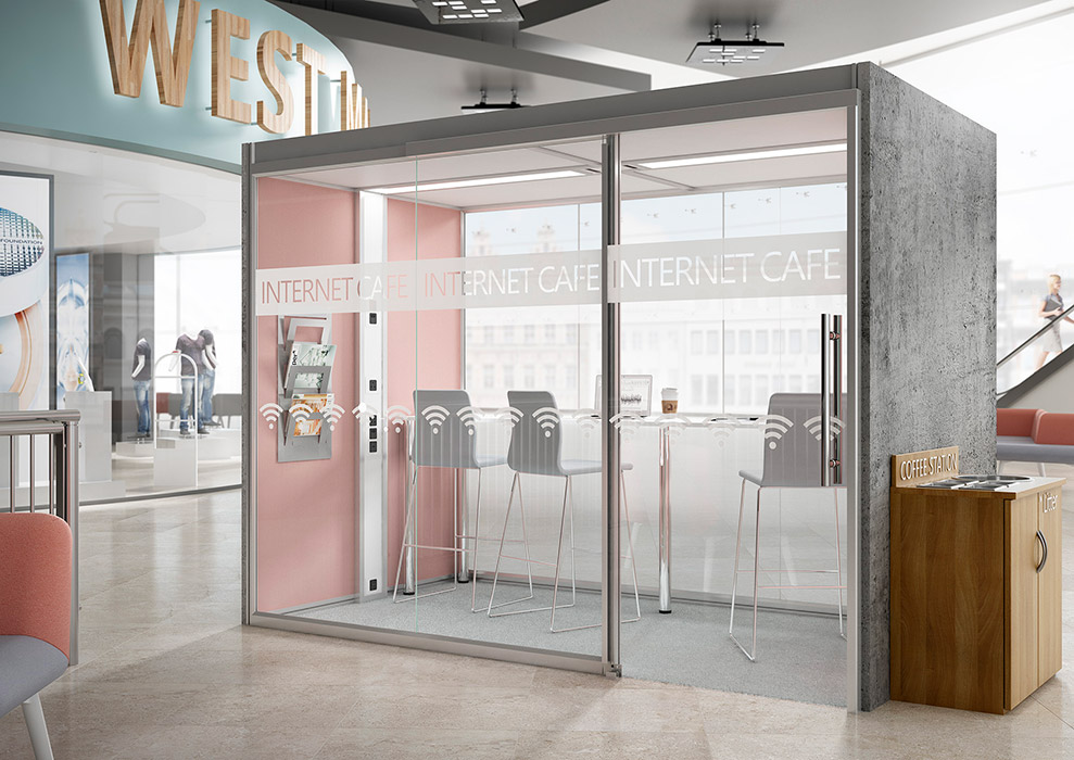 Aspect breakout pod with concrete effect.