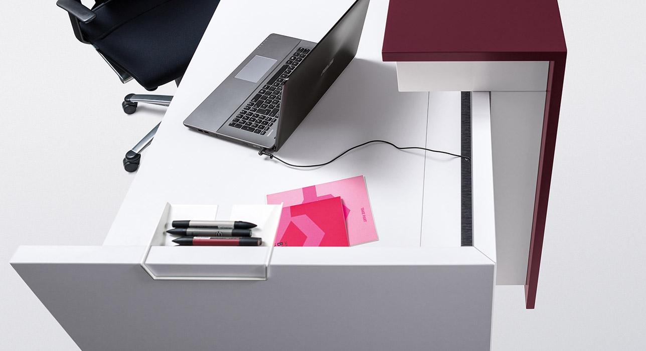 Wire managed reception desk