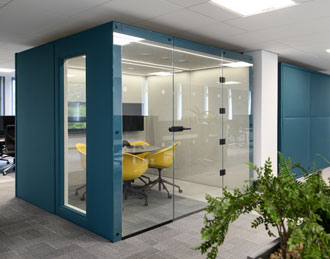Large upholstered office pod