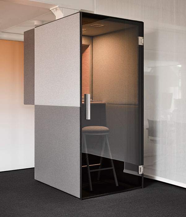 Boston phone booth with stool