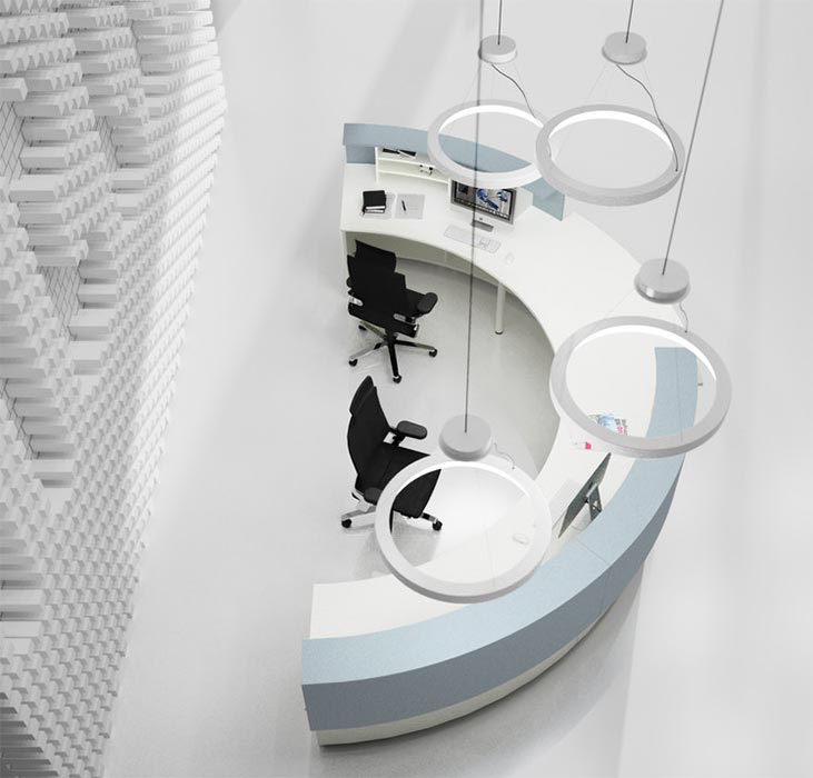 Semi-circular reception counter