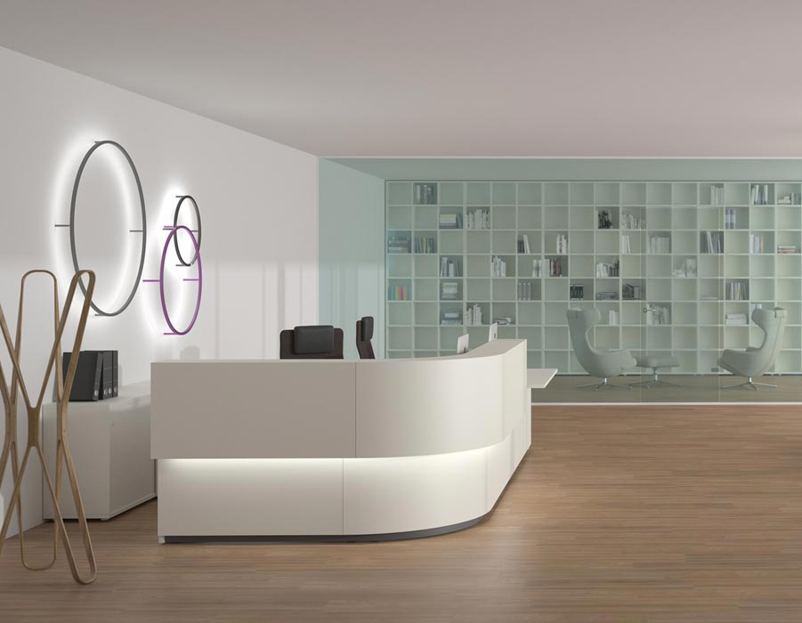 Cockpit reception desk with lighting