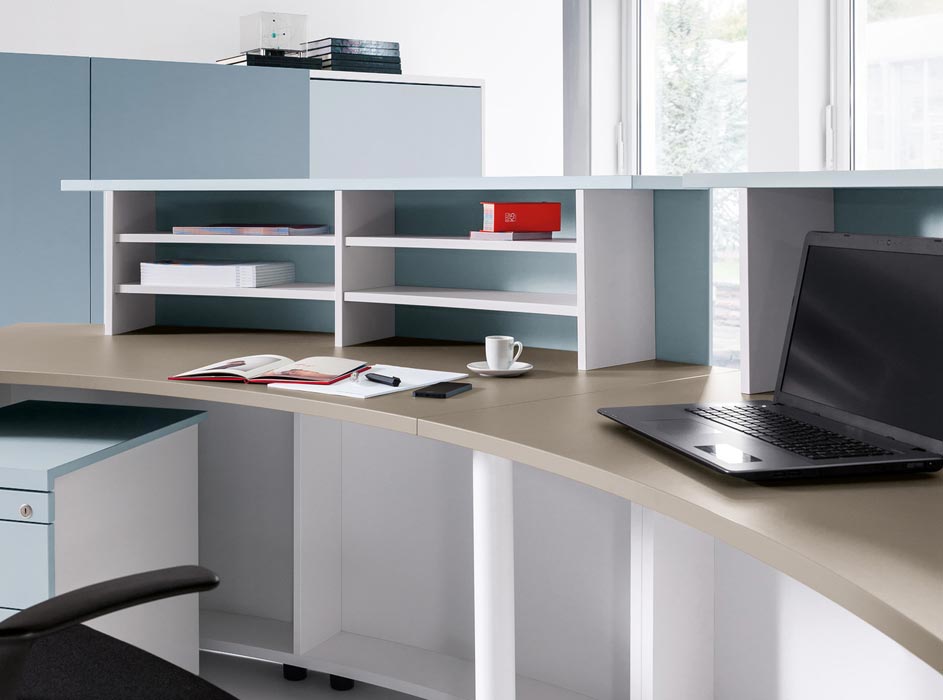 Reception counter shelving