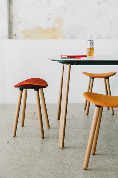 Coma low Stool with wood legs