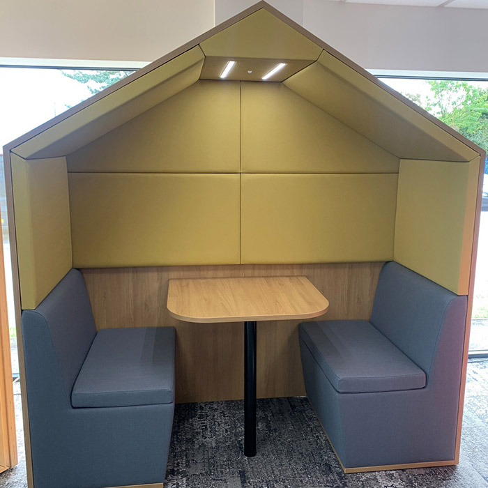 Pitched roof office booth
