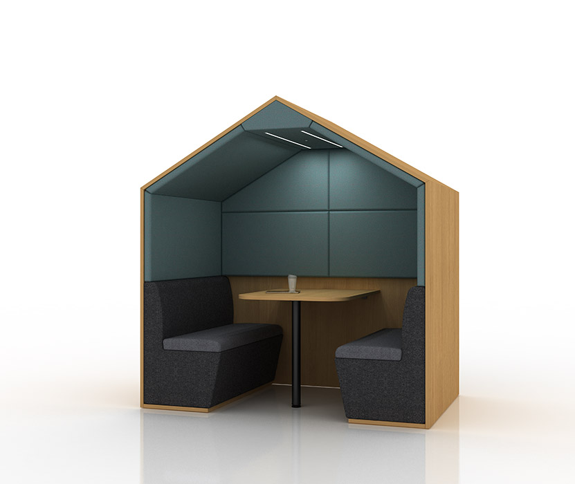 Pitched roof office booth