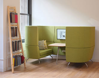 Acoustic sofas facing each other