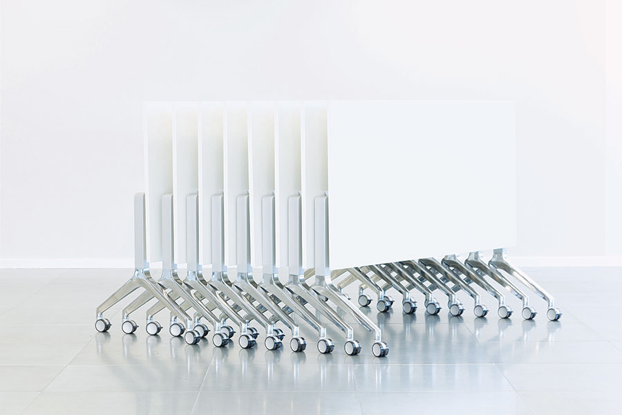 Deploy stacked flip-top tables