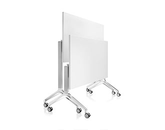 Deploy white folding table on castors