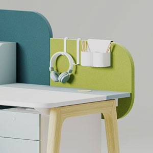 Colourful curved dividing desk screen