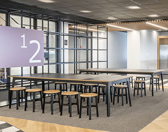 Large breakout tables with handmade tops in wood