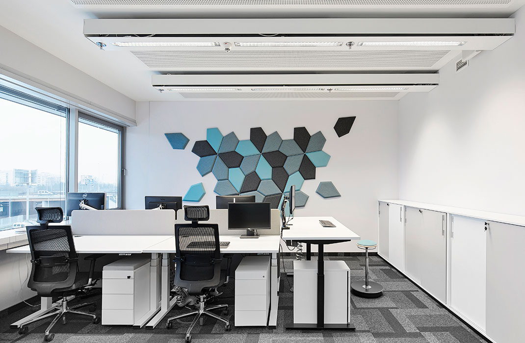 Formo acoustic wall panels in blues
