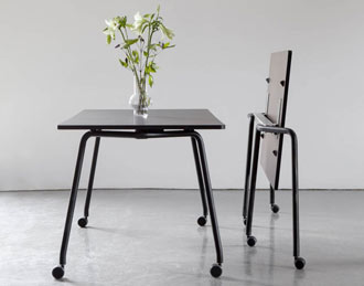 Folding mobile table for office
