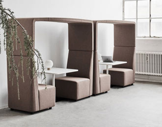 A row of small open office dens