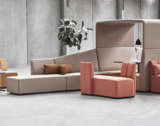 Sofa with hooded nook with table