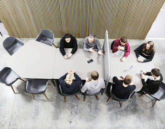 Organic shaped table with central divide
