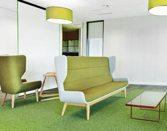 Hush high back sofa with exposed arms