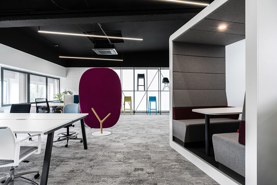 Hush open pod and phone booth.