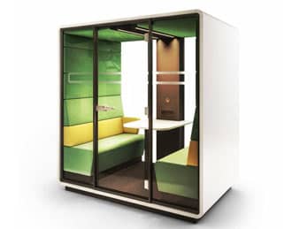 Hush office pod with built-in seating