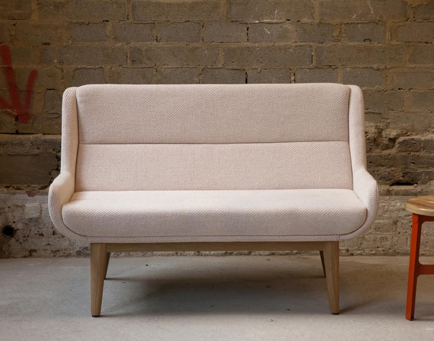 Pink Contemporary sofa with wood legs