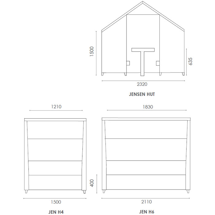 Jensen Hut sizes