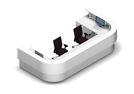 D shaped reception counter