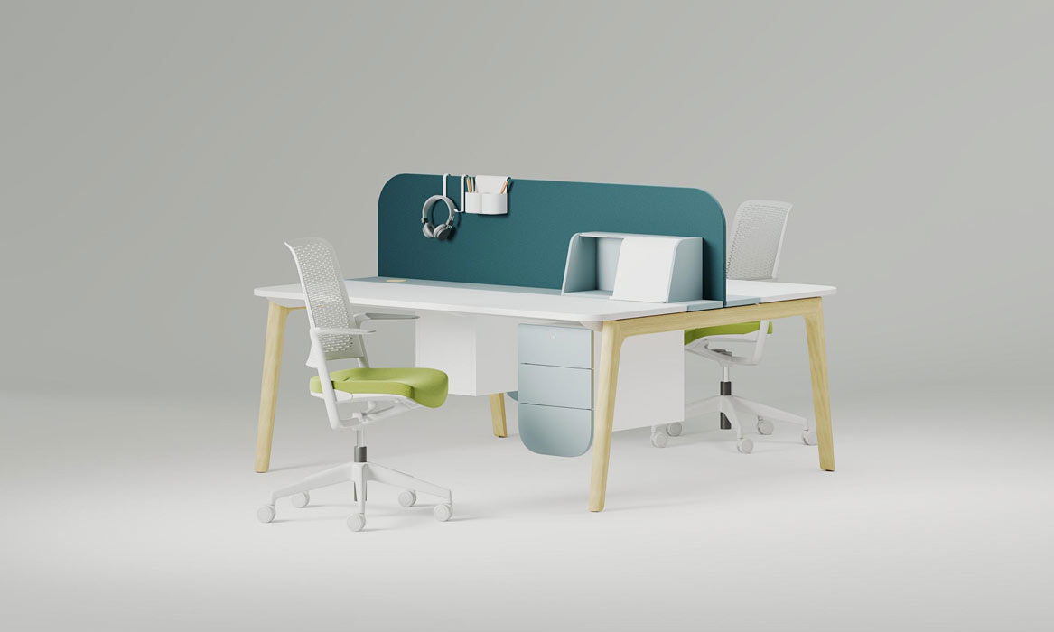 Levitate bench desk for 2 users