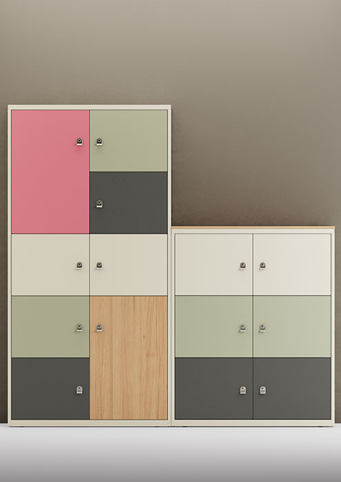 Colourful office lockers