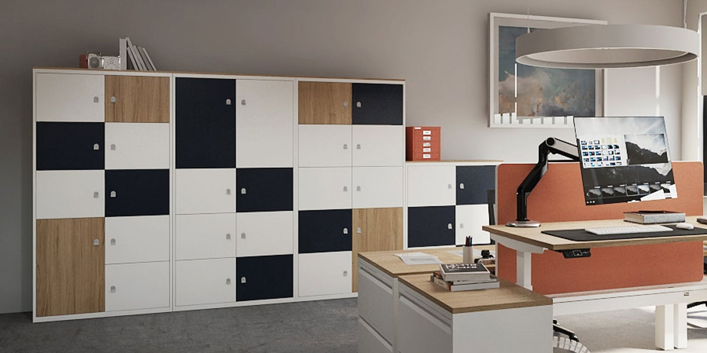 Mixed wood and metal locker