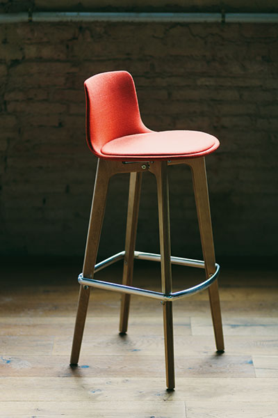 Lottus Stool with wood legs and foot ring