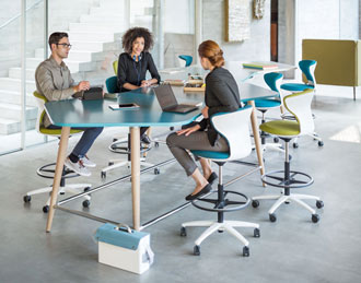 Wave shaped high table for collaboration