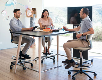 Office standing table with foot perch