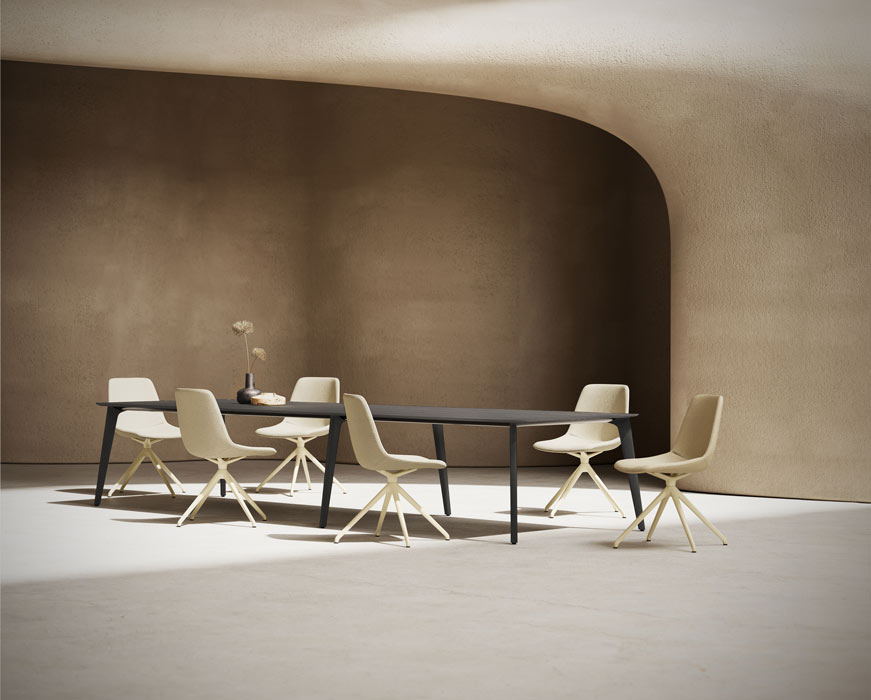 Niko black stained meeting table with chairs. 