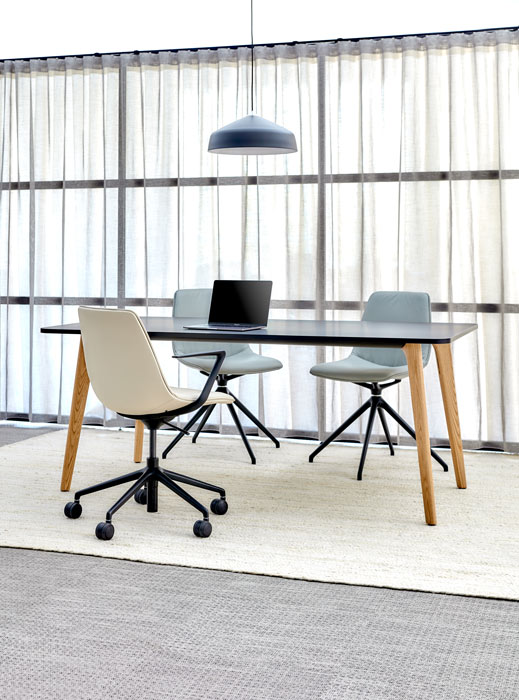 Niko black stained top meeting table with chairs. 