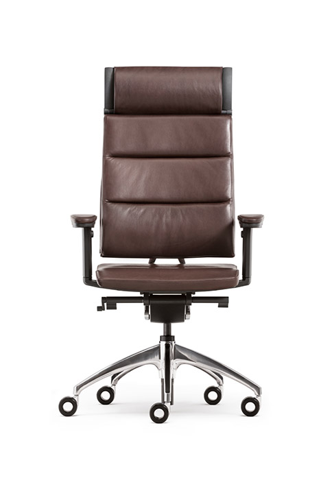 Open Up leather office chair with polished base