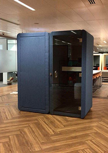 Penelope phone pods facing in different directions.