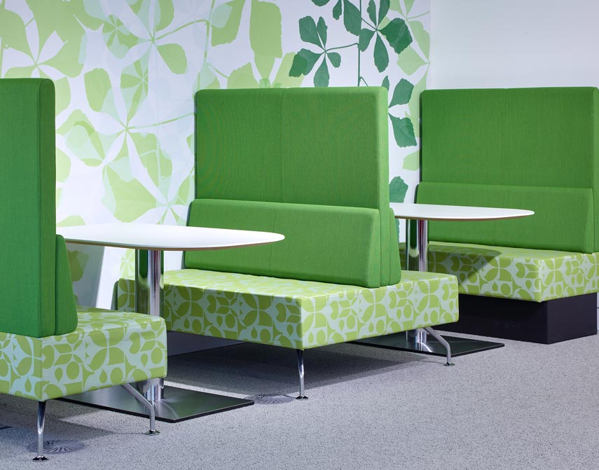 Banquette seating with tables