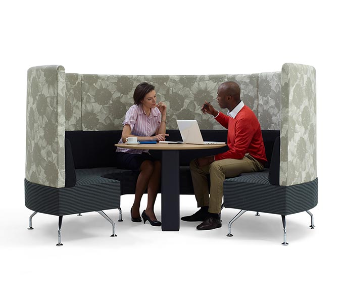 Perimeter high-backed round booth