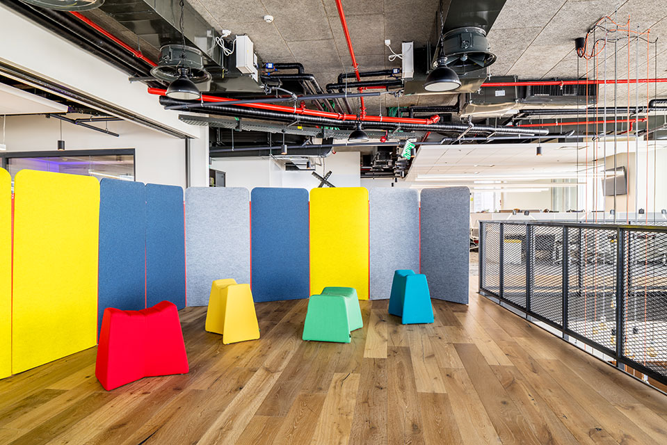 Pinch stools in meeting space 