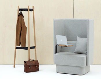 High backed single user chair with built-in tablet arm