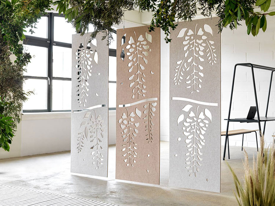 Puzzle baffles dividing a workspace