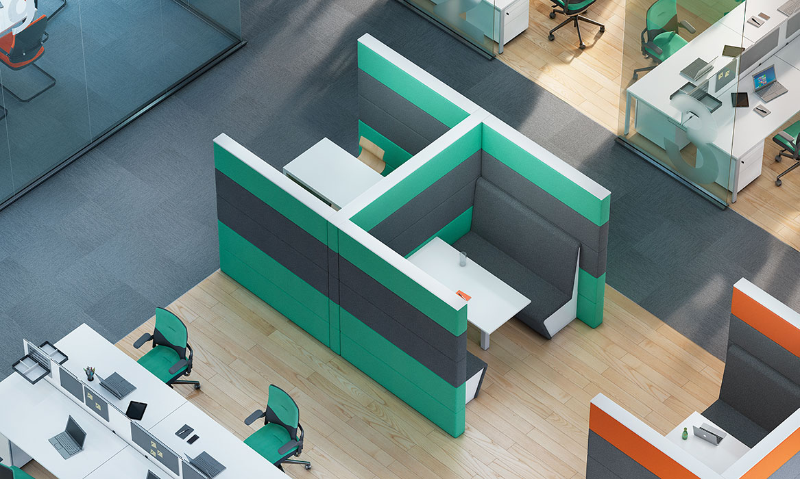 Sand acoustic seating booths