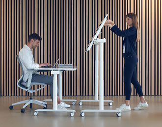 Mobile flipping desk.