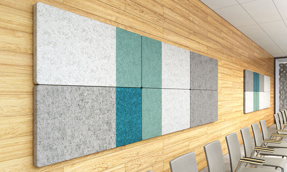 Sileo acoustic wall panel in mixed colours