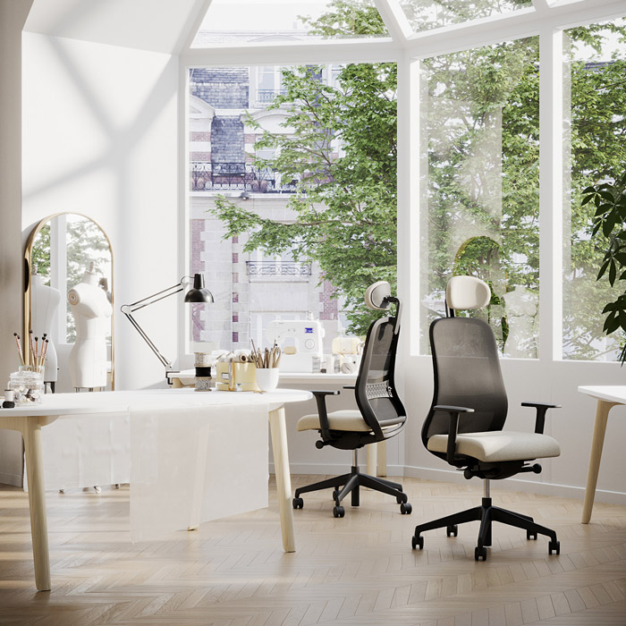 Souly mesh backed office task chairs in contemporary workspace