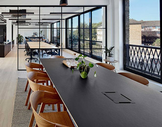 Large black meeting table