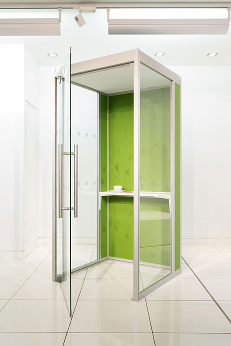 Teepee glass phone box.