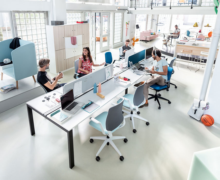Get Together bench desk in agile open office